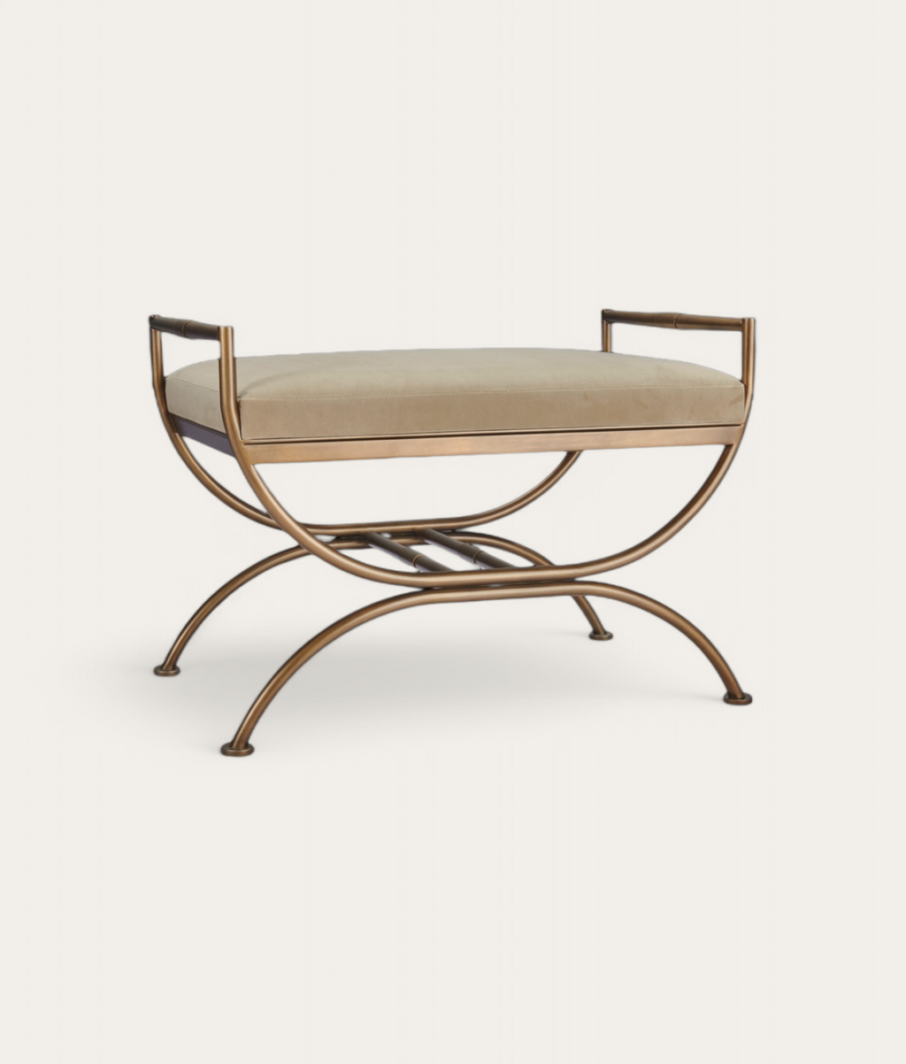 Ainsley Stool - Antique Brass - Oak