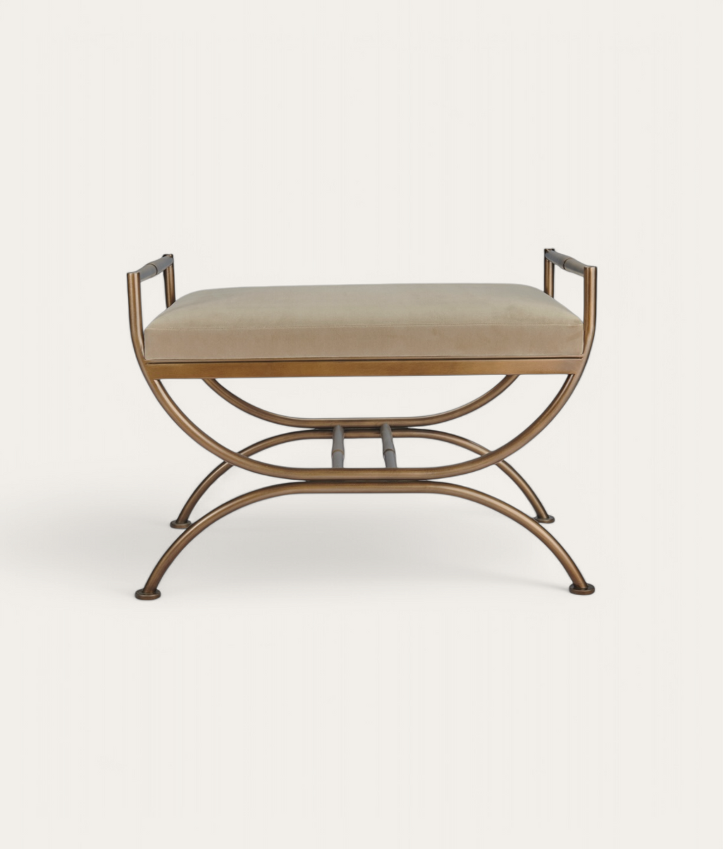 Ainsley Stool - Antique Brass - Oak