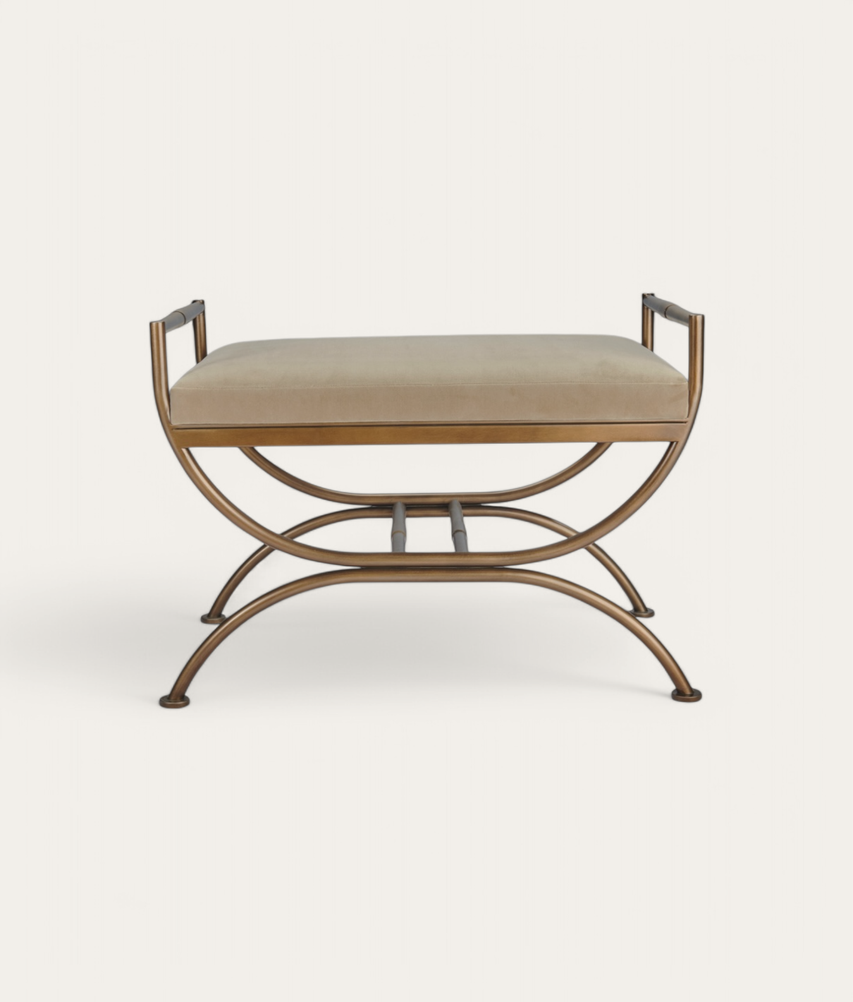 Ainsley Stool - Antique Brass - Oak