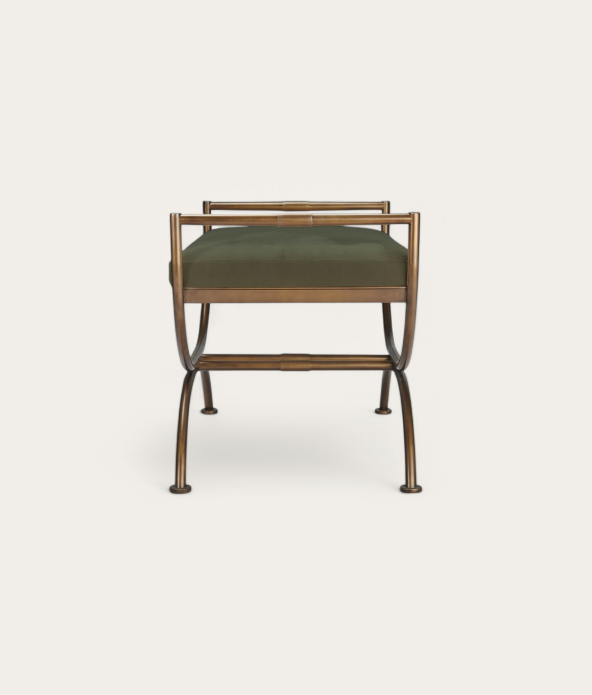 Ainsley Stool - Antique Brass - Dark Moss