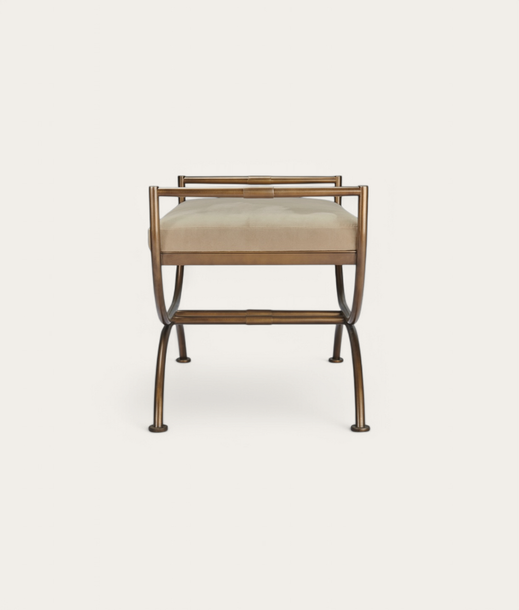 Ainsley Stool - Antique Brass - Oak