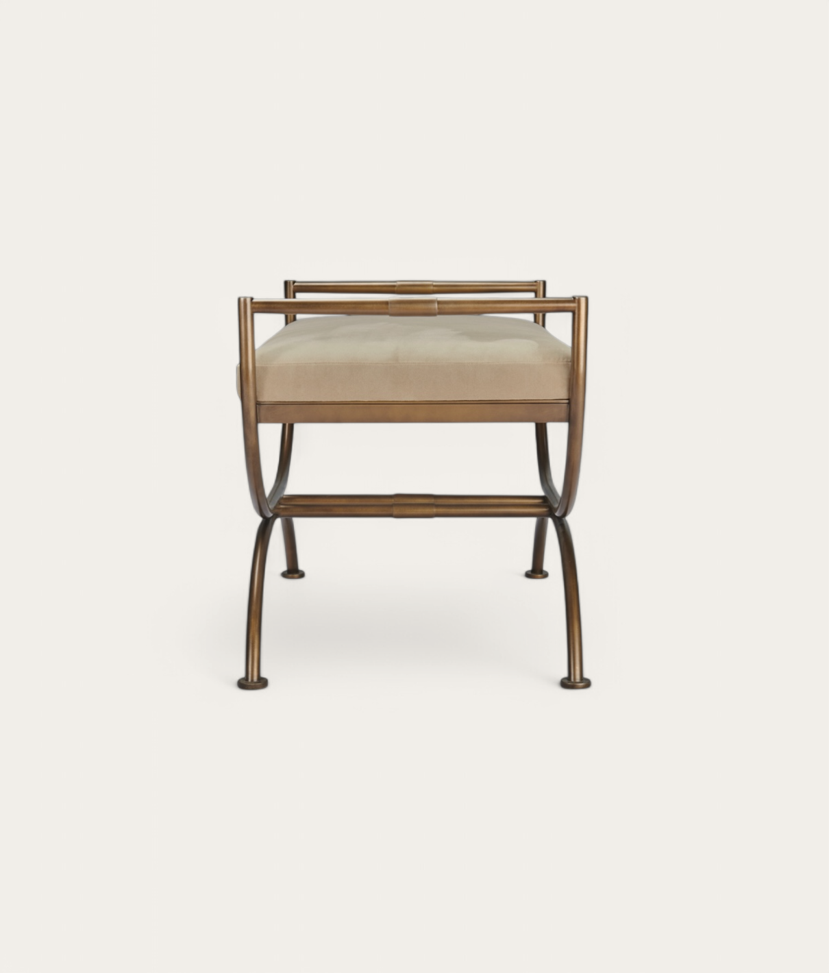 Ainsley Stool - Antique Brass - Oak