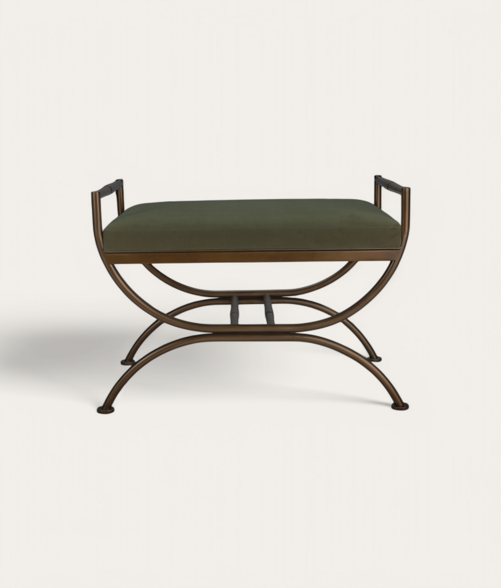 Ainsley Stool - Bronze - Dark Moss
