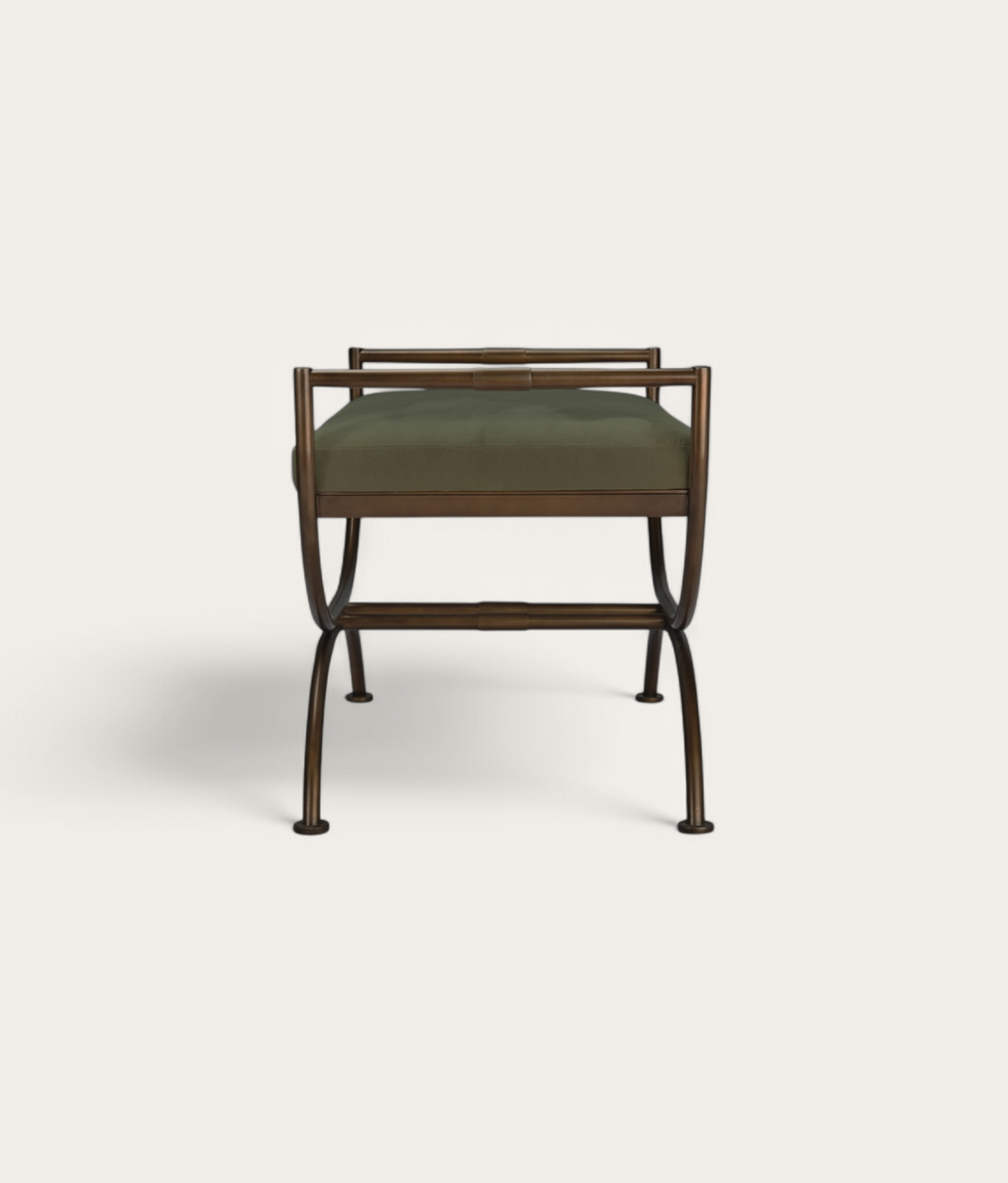 Ainsley Stool - Bronze - Dark Moss