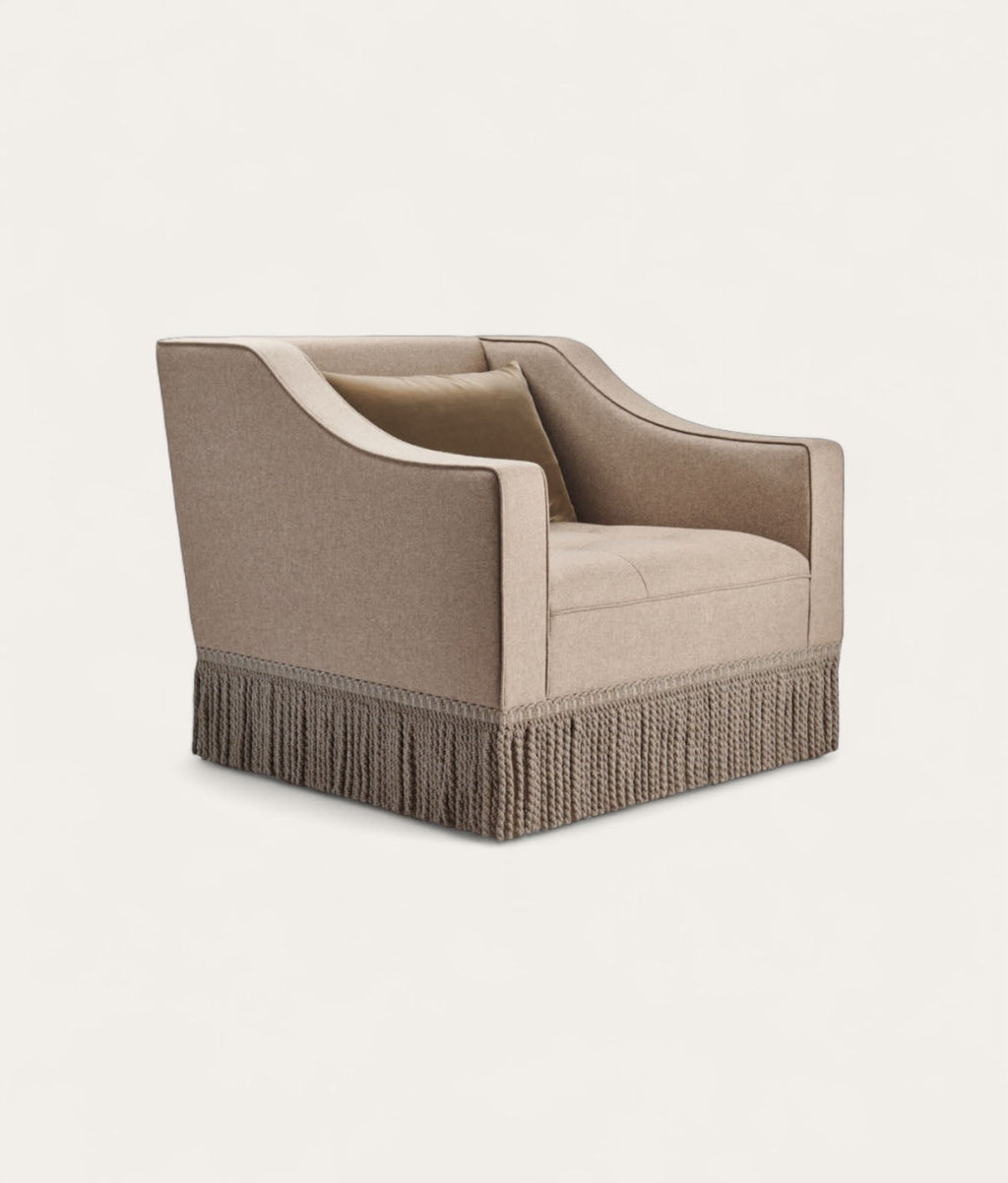 Brunel Armchair - Fringe - Stone