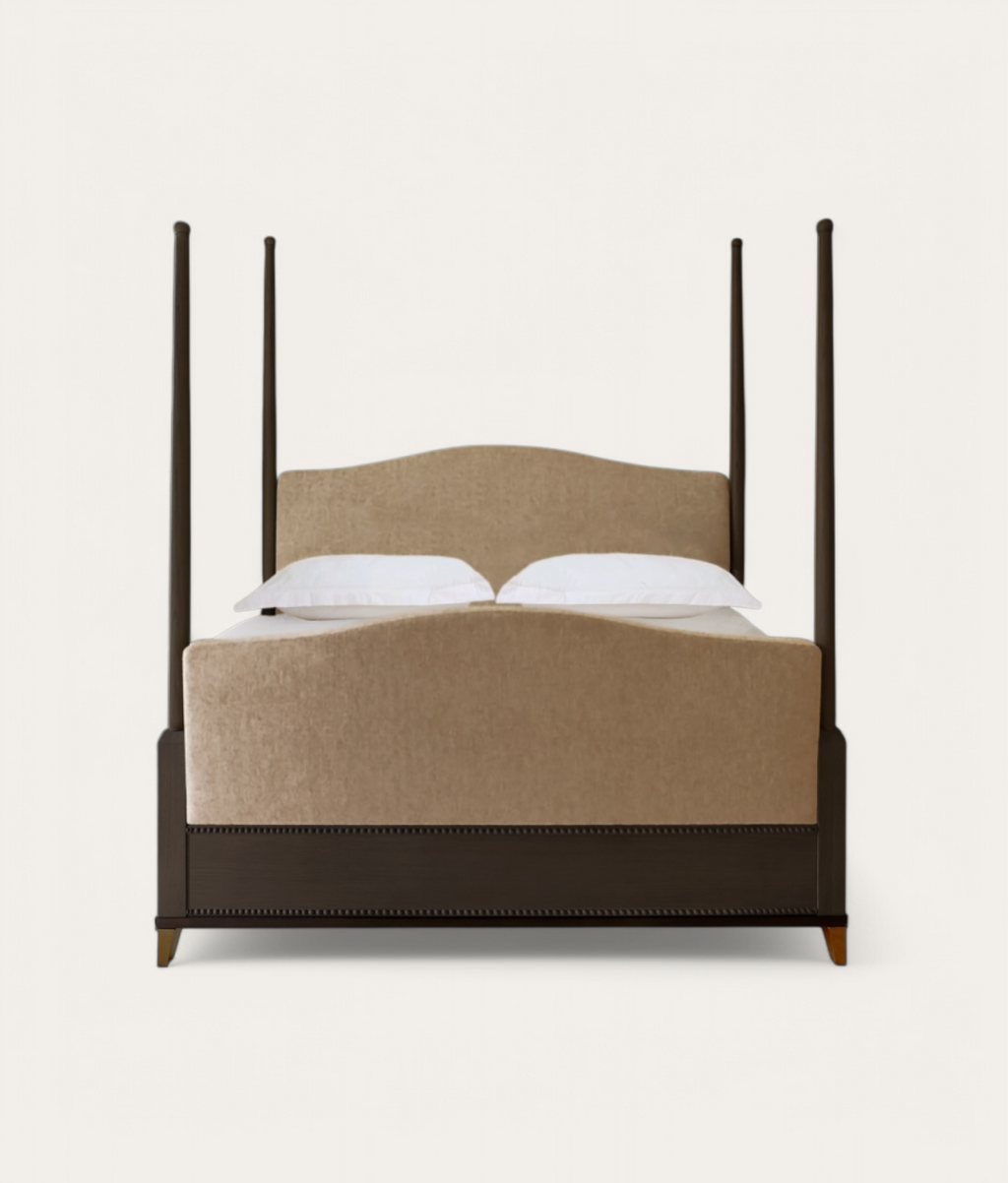 Claridge Four Poster Bed - Dark Oak - Camel