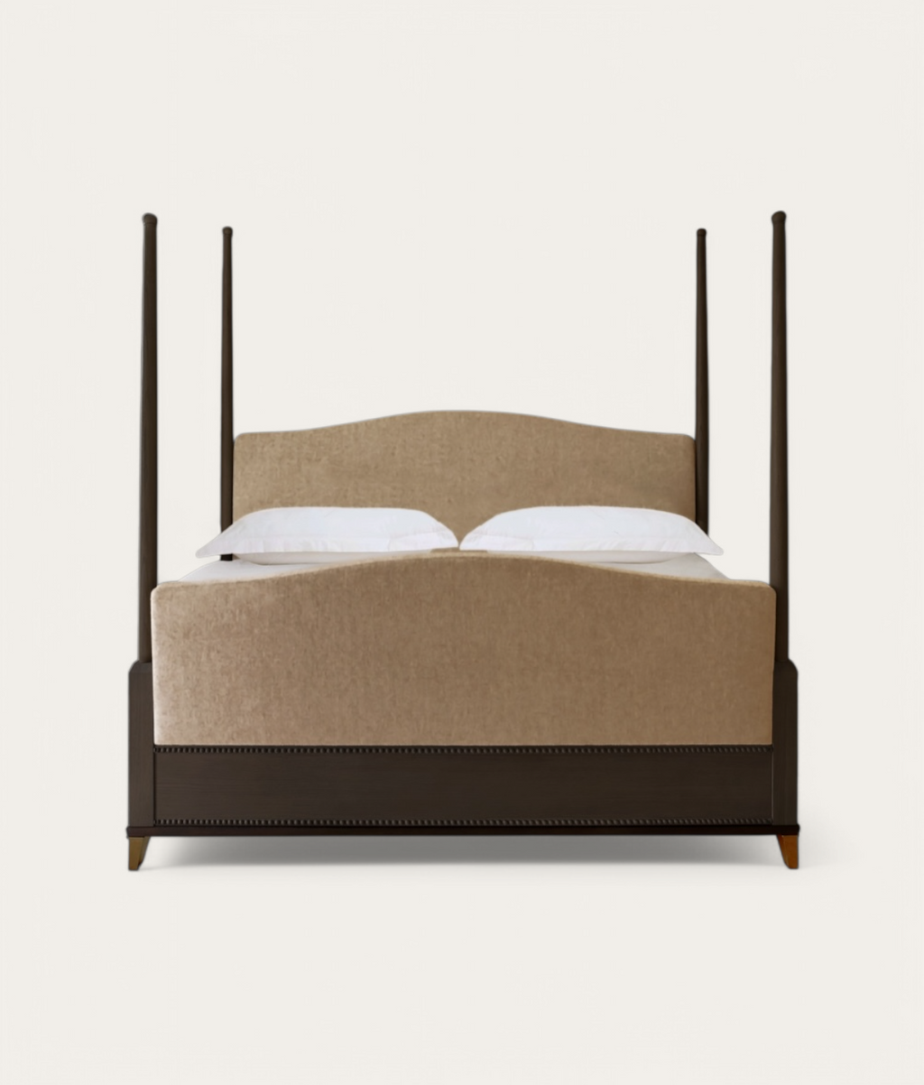 Claridge Four Poster Bed - Dark Oak - Camel