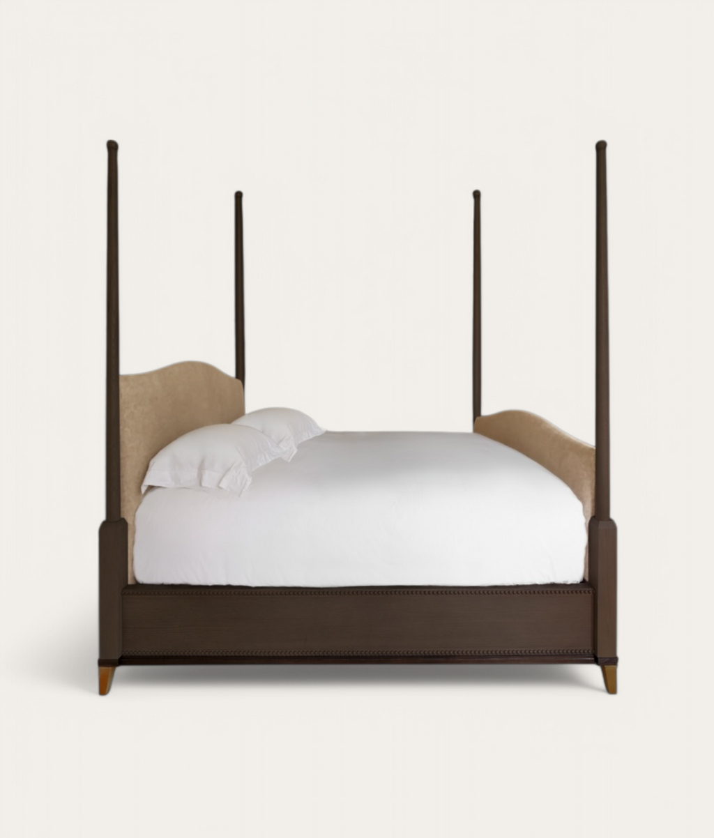 Claridge Four Poster Bed - Dark Oak - Camel