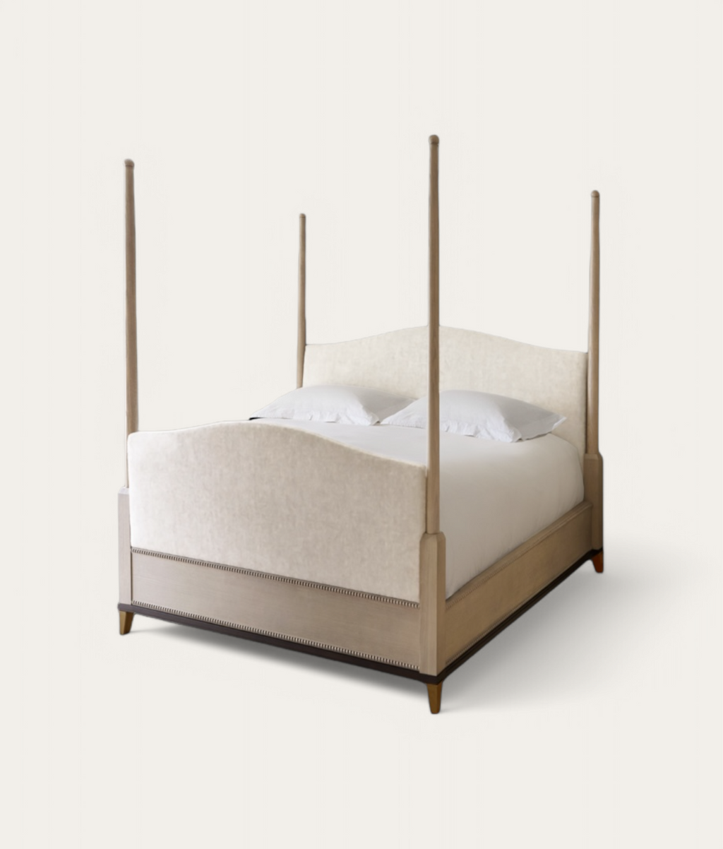 Claridge Four Poster Bed - Honey Oak - Ivory