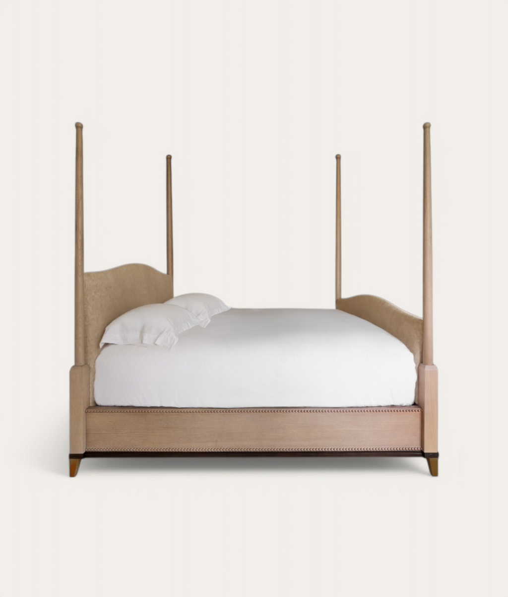 Claridge Four Poster Bed - Honey Oak - Camel