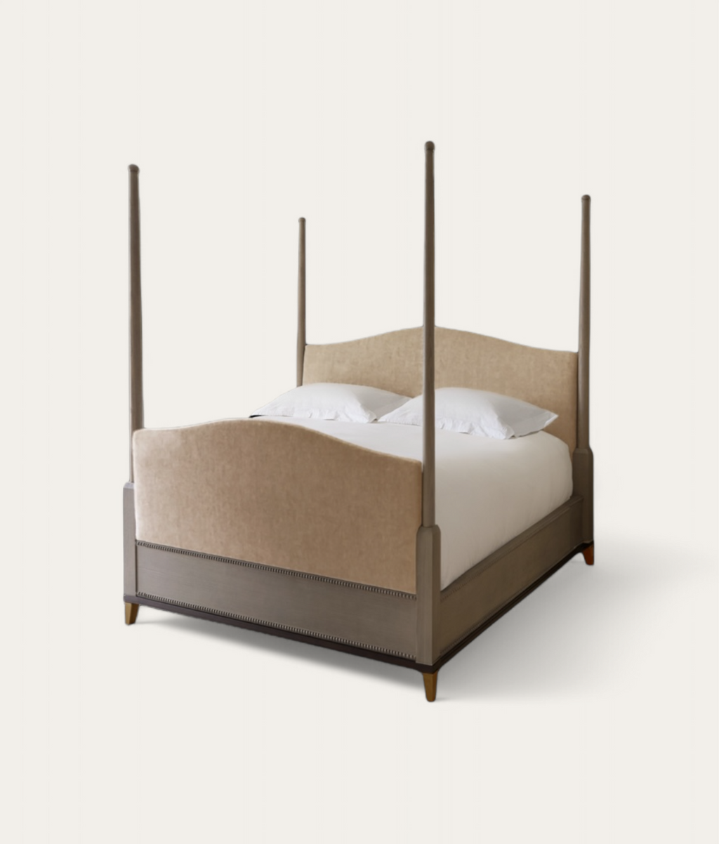 Claridge Four Poster Bed - Mid Oak - Camel