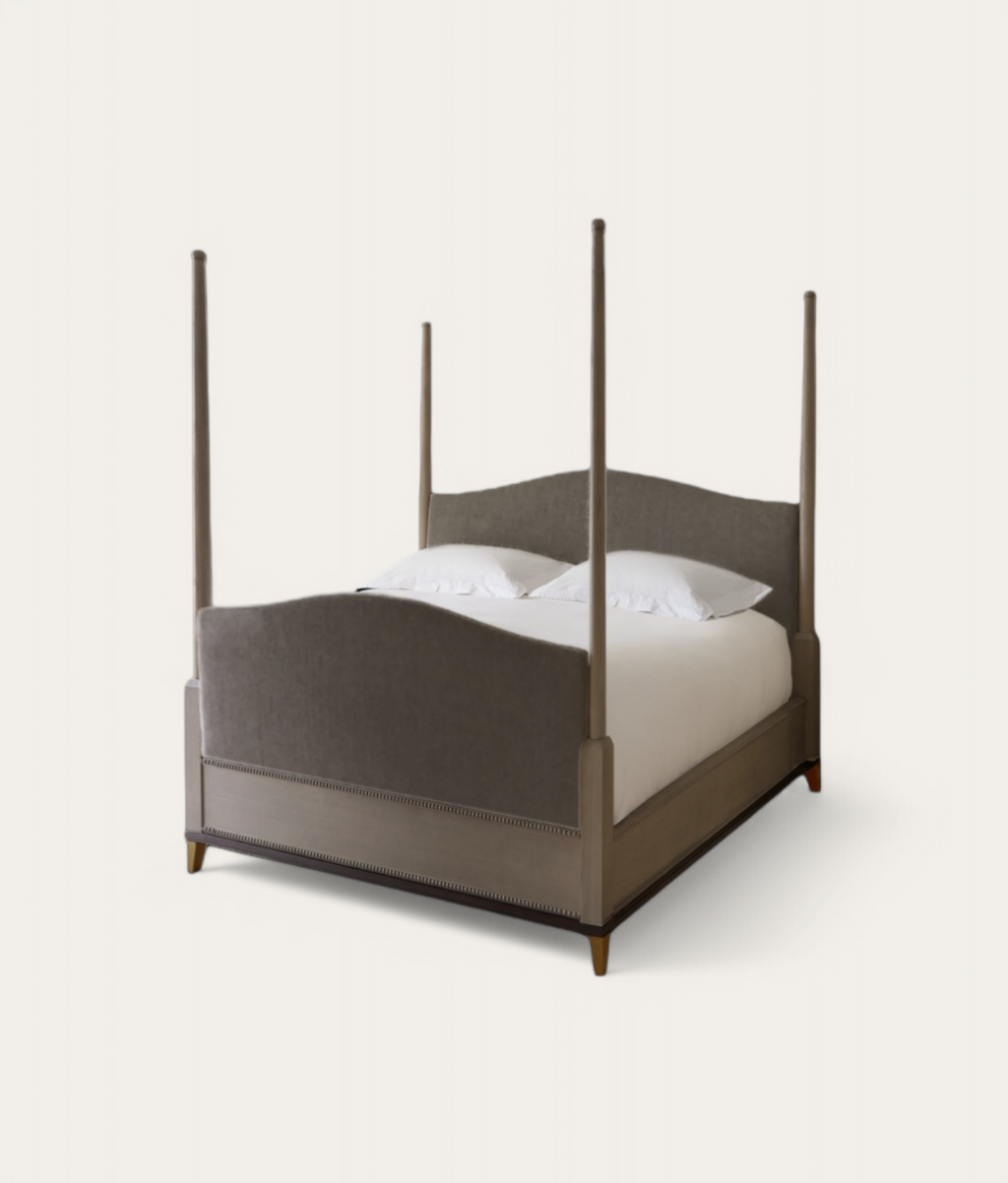 Claridge Four Poster Bed - Mid Oak - Slate