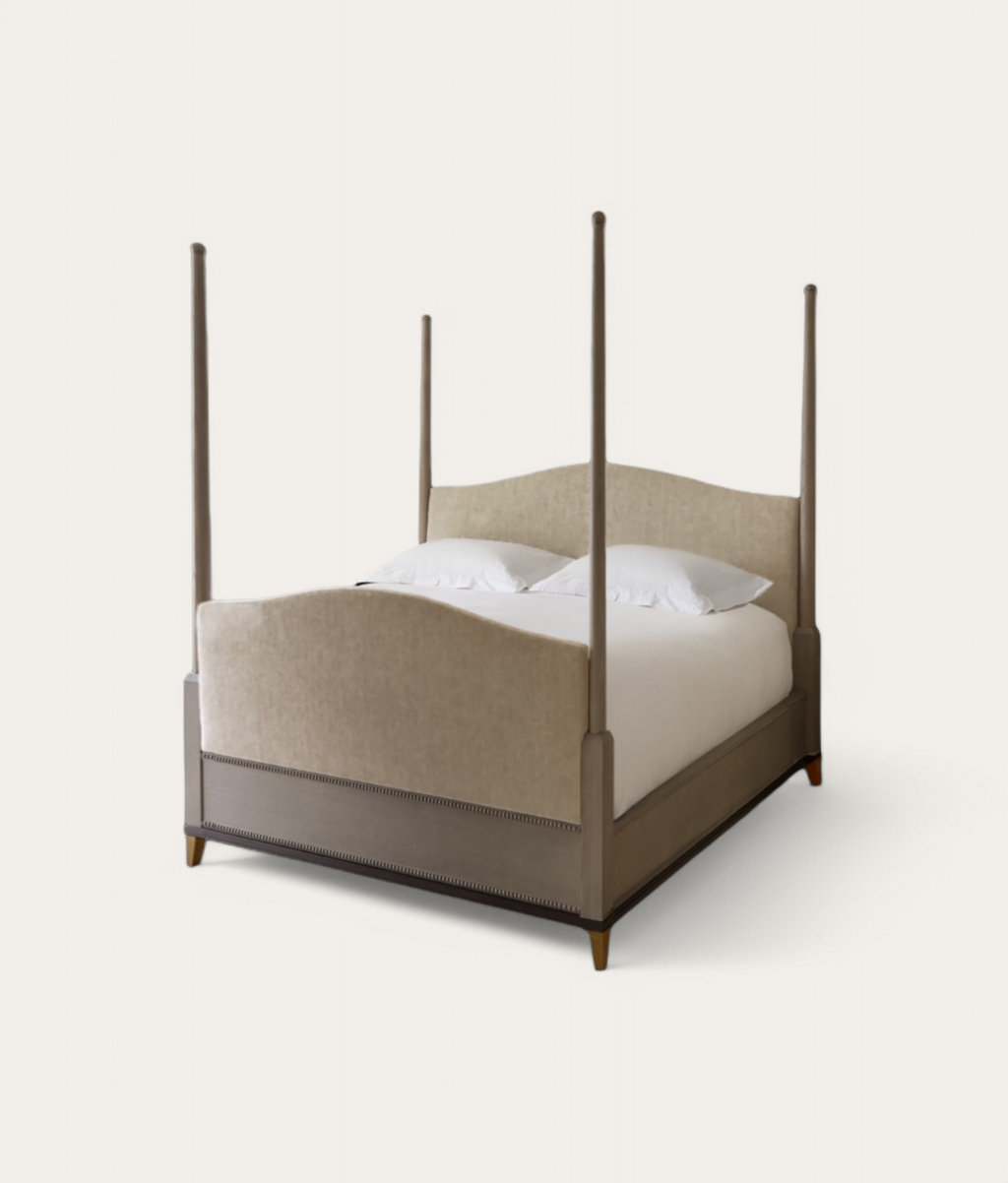 Claridge Four Poster Bed - Mid Oak - Stone