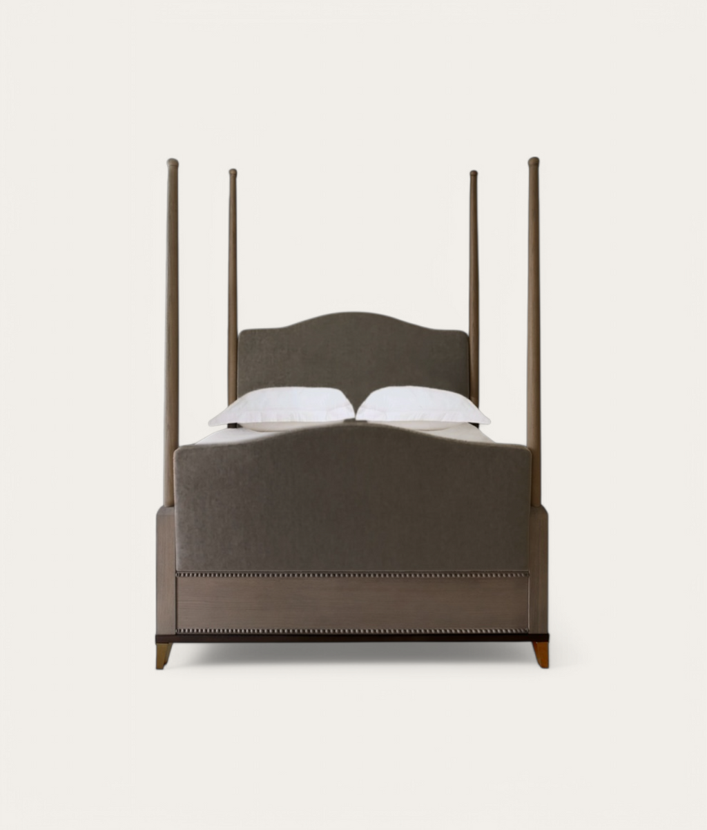 Claridge Four Poster Bed - Mid Oak - Slate