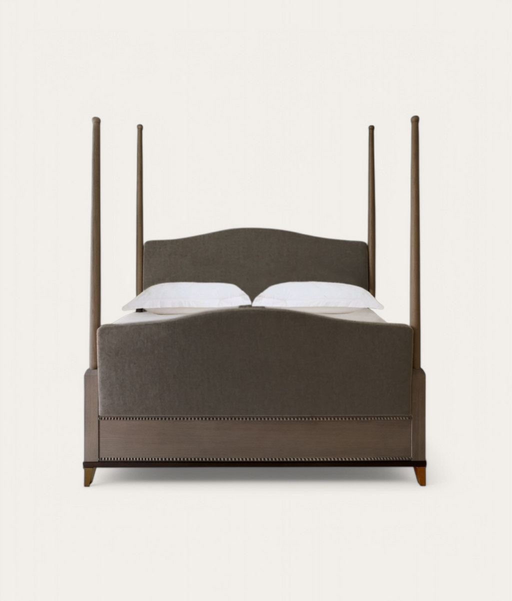 Claridge Four Poster Bed - Mid Oak - Slate