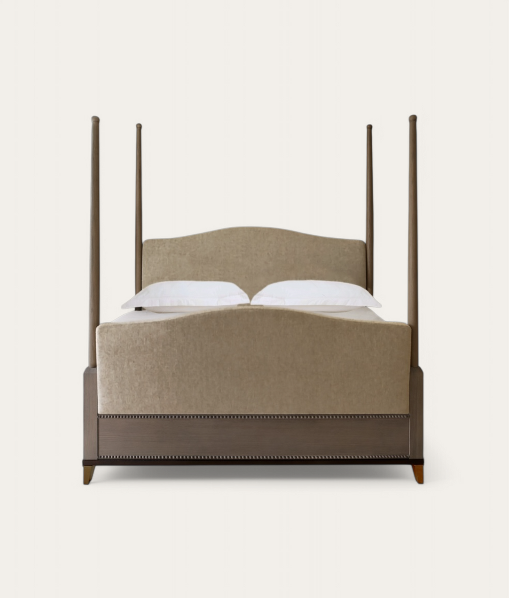 Claridge Four Poster Bed - Mid Oak - Stone