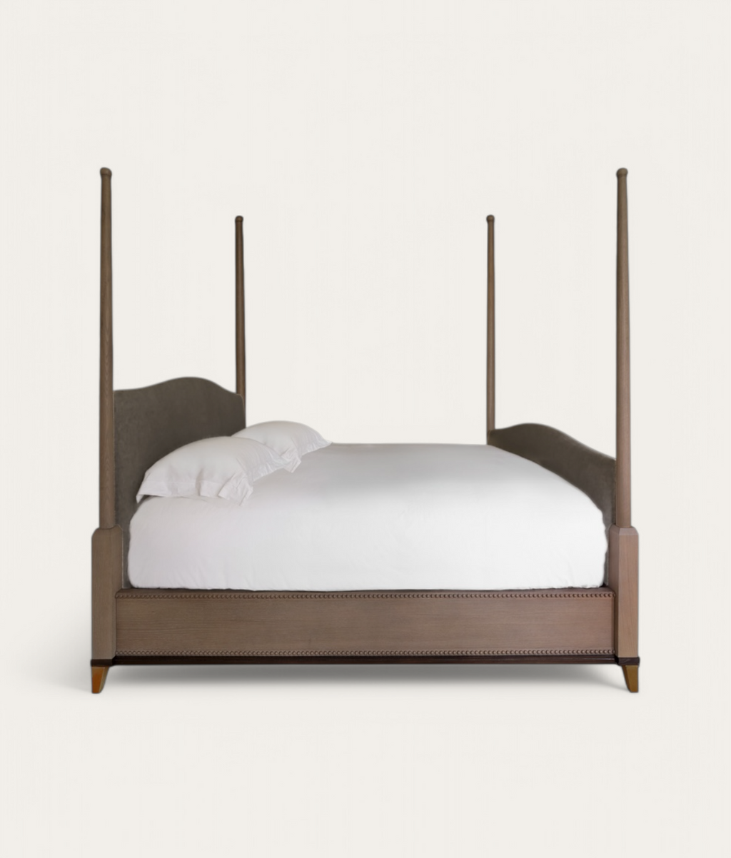 Claridge Four Poster Bed - Mid Oak - Slate