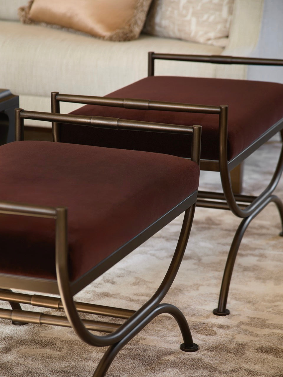 Ainsley Stool - Antique Brass - Oak