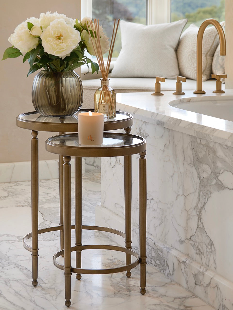 Claude Side Table Nest - Antique Brass